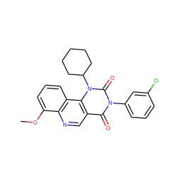 COc1cccc2c1ncc1c(=O)n(-c3cccc(Cl)c3)c(=O)n(C3CCCCC3)c12 ZINC000117799442