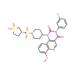 COc1cccc2c1ncc1c(=O)n(-c3cccc(Cl)c3)c(=O)n(C3CCN(S(=O)(=O)[C@@H]4CCS(=O)(=O)C4)CC3)c12 ZINC000043206865