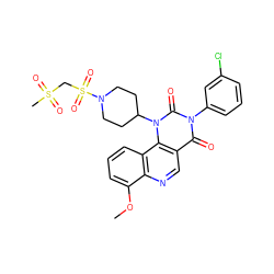 COc1cccc2c1ncc1c(=O)n(-c3cccc(Cl)c3)c(=O)n(C3CCN(S(=O)(=O)CS(C)(=O)=O)CC3)c12 ZINC000043206862