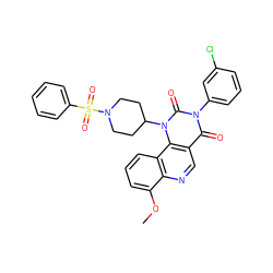 COc1cccc2c1ncc1c(=O)n(-c3cccc(Cl)c3)c(=O)n(C3CCN(S(=O)(=O)c4ccccc4)CC3)c12 ZINC000043206868