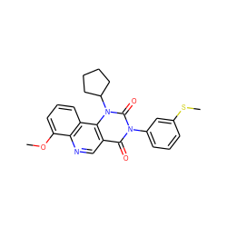 COc1cccc2c1ncc1c(=O)n(-c3cccc(SC)c3)c(=O)n(C3CCCC3)c12 ZINC000117792436