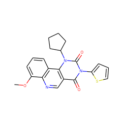 COc1cccc2c1ncc1c(=O)n(-c3cccs3)c(=O)n(C3CCCC3)c12 ZINC000117794062