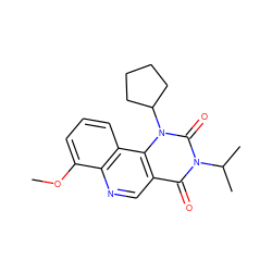 COc1cccc2c1ncc1c(=O)n(C(C)C)c(=O)n(C3CCCC3)c12 ZINC000117799574