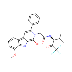 COc1cccc2c3cc(-c4ccccc4)n(CC(=O)N[C@H](C(=O)C(F)(F)F)C(C)C)c(O)c-3nc12 ZINC000100729526