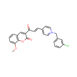 COc1cccc2cc(C(=O)/C=C/c3cc[n+](Cc4cccc(Cl)c4)cc3)c(=O)oc12 ZINC000095563841