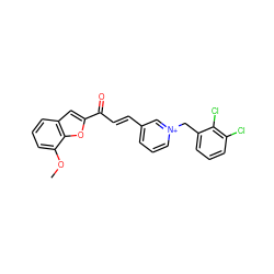 COc1cccc2cc(C(=O)/C=C/c3ccc[n+](Cc4cccc(Cl)c4Cl)c3)oc12 ZINC000473152728