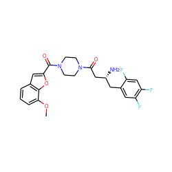 COc1cccc2cc(C(=O)N3CCN(C(=O)C[C@H](N)Cc4cc(F)c(F)cc4F)CC3)oc12 ZINC000084672499