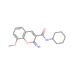 COc1cccc2cc(C(=O)NC3CCCCC3)c(=N)oc12 ZINC000084669362