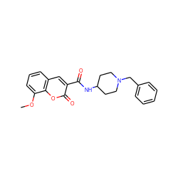 COc1cccc2cc(C(=O)NC3CCN(Cc4ccccc4)CC3)c(=O)oc12 ZINC000015564520