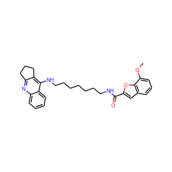 COc1cccc2cc(C(=O)NCCCCCCCNc3c4c(nc5ccccc35)CCC4)oc12 ZINC000653762977