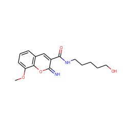 COc1cccc2cc(C(=O)NCCCCCO)c(=N)oc12 ZINC000084725689