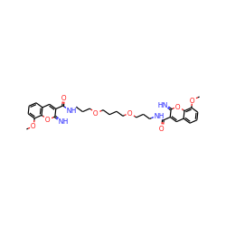 COc1cccc2cc(C(=O)NCCCOCCCCOCCCNC(=O)c3cc4cccc(OC)c4oc3=N)c(=N)oc12 ZINC000084669746