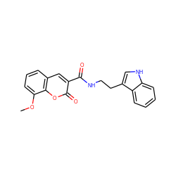 COc1cccc2cc(C(=O)NCCc3c[nH]c4ccccc34)c(=O)oc12 ZINC000001351462