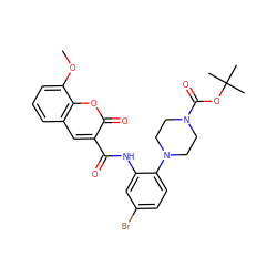 COc1cccc2cc(C(=O)Nc3cc(Br)ccc3N3CCN(C(=O)OC(C)(C)C)CC3)c(=O)oc12 ZINC000014962077