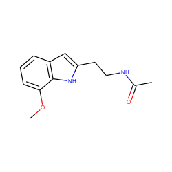 COc1cccc2cc(CCNC(C)=O)[nH]c12 ZINC000013781139