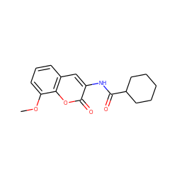 COc1cccc2cc(NC(=O)C3CCCCC3)c(=O)oc12 ZINC000000381537