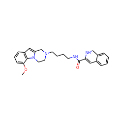 COc1cccc2cc3n(c12)CCN(CCCCNC(=O)C1=Cc2ccccc2CN1)C3 ZINC000040865706