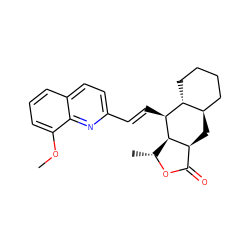 COc1cccc2ccc(/C=C/[C@@H]3[C@@H]4[C@@H](C)OC(=O)[C@@H]4C[C@@H]4CCCC[C@H]43)nc12 ZINC000028571898