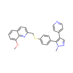 COc1cccc2ccc(CSc3ccc(-c4c(-c5ccncc5)cnn4C)cc3)nc12 ZINC000169326619