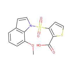 COc1cccc2ccn(S(=O)(=O)c3ccsc3C(=O)O)c12 ZINC000028374574