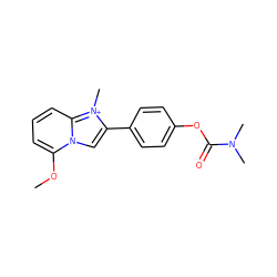 COc1cccc2n1cc(-c1ccc(OC(=O)N(C)C)cc1)[n+]2C ZINC000049036557