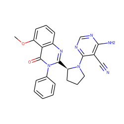 COc1cccc2nc([C@@H]3CCCN3c3ncnc(N)c3C#N)n(-c3ccccc3)c(=O)c12 ZINC000221060911