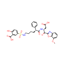 COc1cccc2nc(C(=O)[C@H](CC(=O)O)NC(=O)[C@@H](CCCCNS(=O)(=O)c3ccc(O)c(C(=O)O)c3)c3ccccc3)oc12 ZINC000027199066