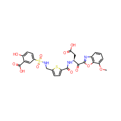 COc1cccc2nc(C(=O)[C@H](CC(=O)O)NC(=O)c3ccc(CNS(=O)(=O)c4ccc(O)c(C(=O)O)c4)s3)oc12 ZINC000014942809