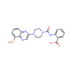 COc1cccc2nc(N3CCN(C(=O)Nc4ccccc4C(=O)O)CC3)cnc12 ZINC000028969633