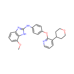 COc1cccc2nc(Nc3ccc(Oc4ncccc4C4CCOCC4)cc3)[nH]c12 ZINC000142687643