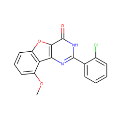 COc1cccc2oc3c(=O)[nH]c(-c4ccccc4Cl)nc3c12 ZINC000084724328