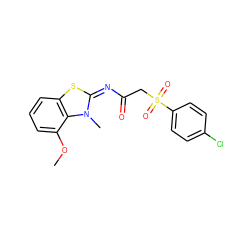 COc1cccc2s/c(=N/C(=O)CS(=O)(=O)c3ccc(Cl)cc3)n(C)c12 ZINC000012237954