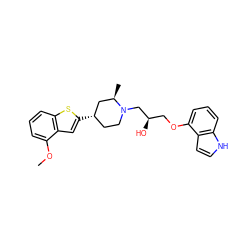 COc1cccc2sc([C@H]3CCN(C[C@H](O)COc4cccc5[nH]ccc45)[C@H](C)C3)cc12 ZINC000013535649