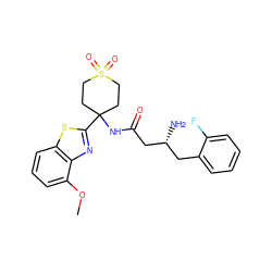 COc1cccc2sc(C3(NC(=O)C[C@H](N)Cc4ccccc4F)CCS(=O)(=O)CC3)nc12 ZINC000040401180