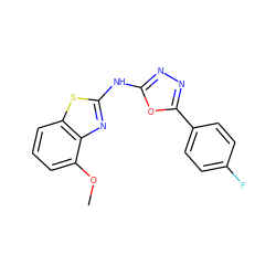 COc1cccc2sc(Nc3nnc(-c4ccc(F)cc4)o3)nc12 ZINC000004137645