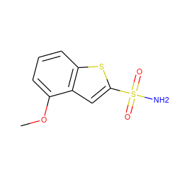 COc1cccc2sc(S(N)(=O)=O)cc12 ZINC000026569865