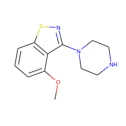 COc1cccc2snc(N3CCNCC3)c12 ZINC000013650154