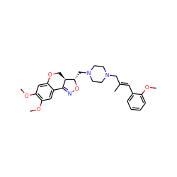 COc1ccccc1/C=C(\C)CN1CCN(C[C@@H]2ON=C3c4cc(OC)c(OC)cc4OC[C@H]32)CC1 ZINC000026735150