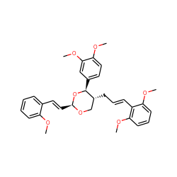COc1ccccc1/C=C/[C@@H]1OC[C@@H](C/C=C/c2c(OC)cccc2OC)[C@H](c2ccc(OC)c(OC)c2)O1 ZINC000299840602