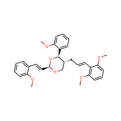COc1ccccc1/C=C/[C@@H]1OC[C@@H](C/C=C/c2c(OC)cccc2OC)[C@H](c2ccccc2OC)O1 ZINC000299841410