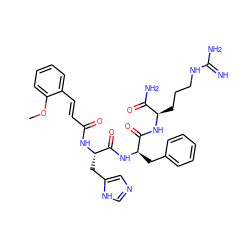 COc1ccccc1/C=C/C(=O)N[C@@H](Cc1cnc[nH]1)C(=O)N[C@H](Cc1ccccc1)C(=O)N[C@H](CCCNC(=N)N)C(N)=O ZINC000049678193