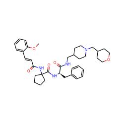 COc1ccccc1/C=C/C(=O)NC1(C(=O)N[C@H](Cc2ccccc2)C(=O)NCC2CCN(CC3CCOCC3)CC2)CCCC1 ZINC000042805114