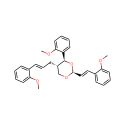 COc1ccccc1/C=C/C[C@H]1CO[C@H](/C=C/c2ccccc2OC)O[C@@H]1c1ccccc1OC ZINC000299840776