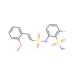 COc1ccccc1/C=C/S(=O)(=O)Nc1cccc(F)c1S(N)(=O)=O ZINC000144171631