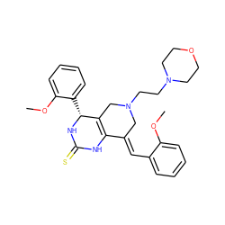 COc1ccccc1/C=C1\CN(CCN2CCOCC2)CC2=C1NC(=S)N[C@@H]2c1ccccc1OC ZINC000096282912