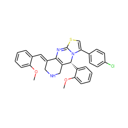 COc1ccccc1/C=C1\CNCC2=C1N=C1SC=C(c3ccc(Cl)cc3)N1[C@@H]2c1ccccc1OC ZINC000103230143