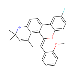 COc1ccccc1/C=C1\Oc2ccc(F)cc2-c2ccc3c(c21)C(C)=CC(C)(C)N3 ZINC000013527202