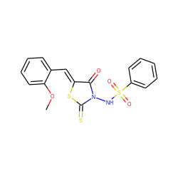 COc1ccccc1/C=C1\SC(=S)N(NS(=O)(=O)c2ccccc2)C1=O ZINC000013777259