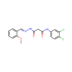 COc1ccccc1/C=N/NC(=O)CC(=O)Nc1ccc(Cl)c(Cl)c1 ZINC000000704810