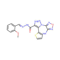 COc1ccccc1/C=N/NC(=O)c1nnn(-c2nonc2N)c1-c1cccs1 ZINC000013805320